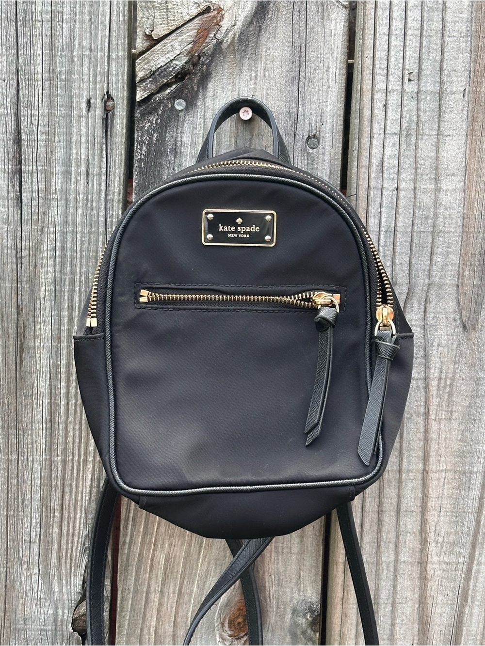 kate spade Black Mini Backpack with Gold Hardware